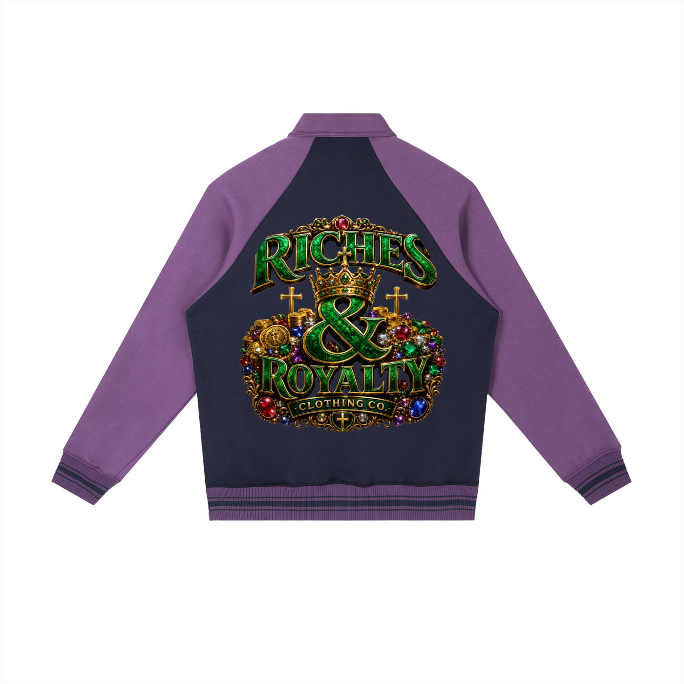 Riches & Royalty Clothing Co. - Contrast Raglan Sleeve Baseball Jacket