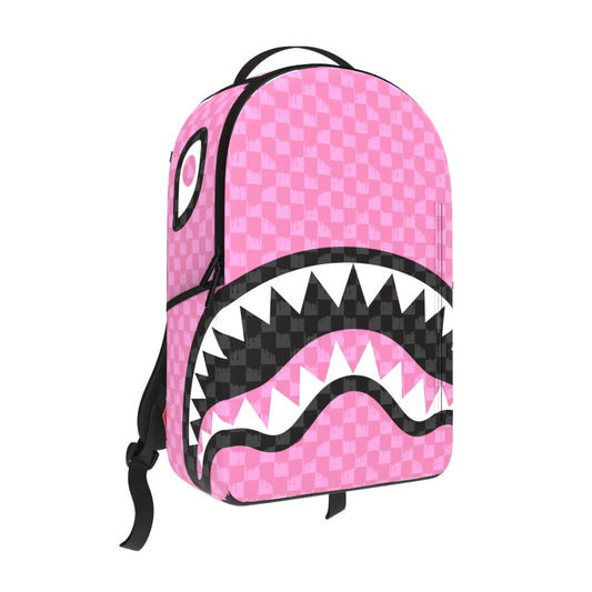 Sprayground Pink and Black Drip Check DLXSV Backpack B7694