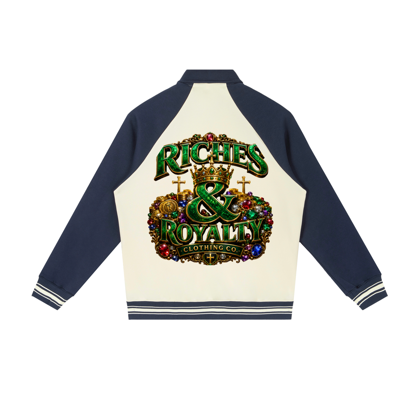 Riches & Royalty Clothing Co. - Contrast Raglan Sleeve Baseball Jacket