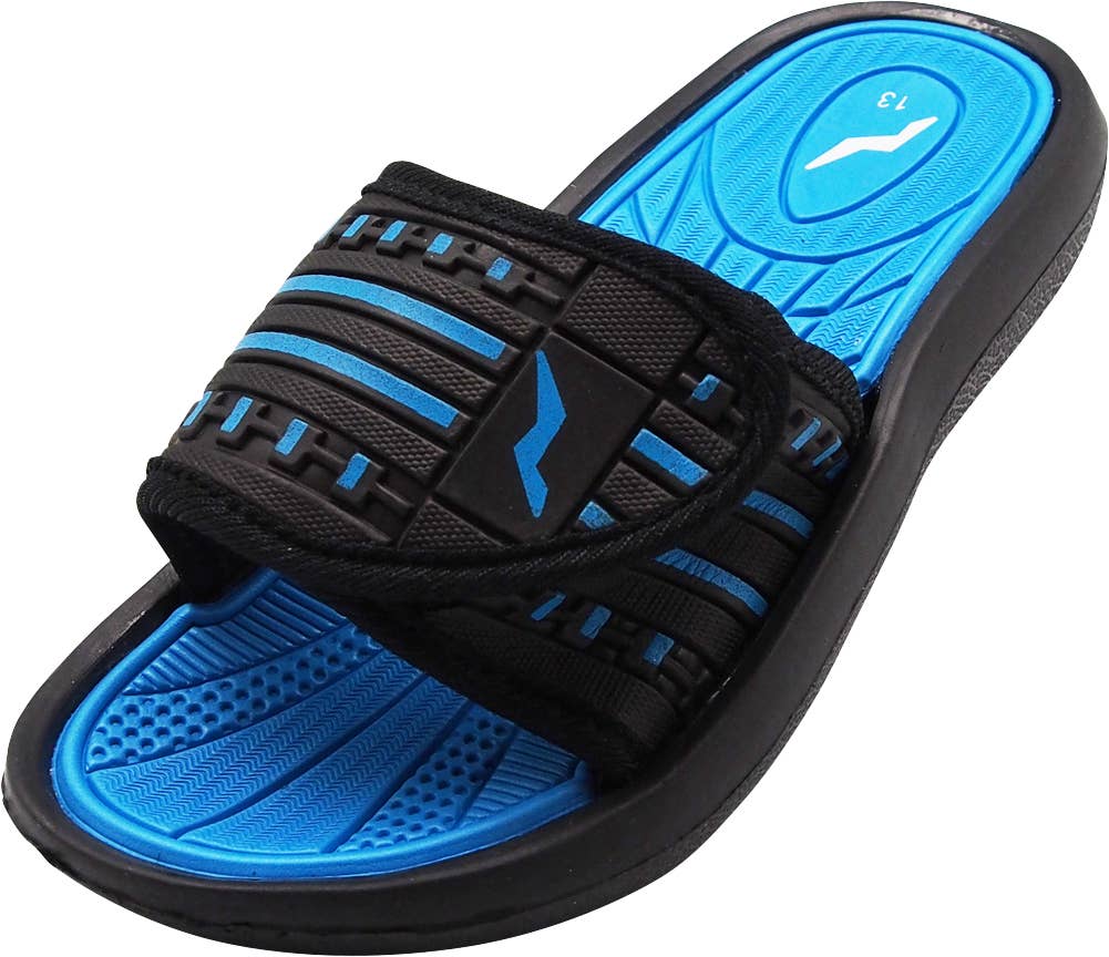 Norty Boy's Summer Comfort Casual Slide Flat Strap Shower Sandals Slip On Shoe