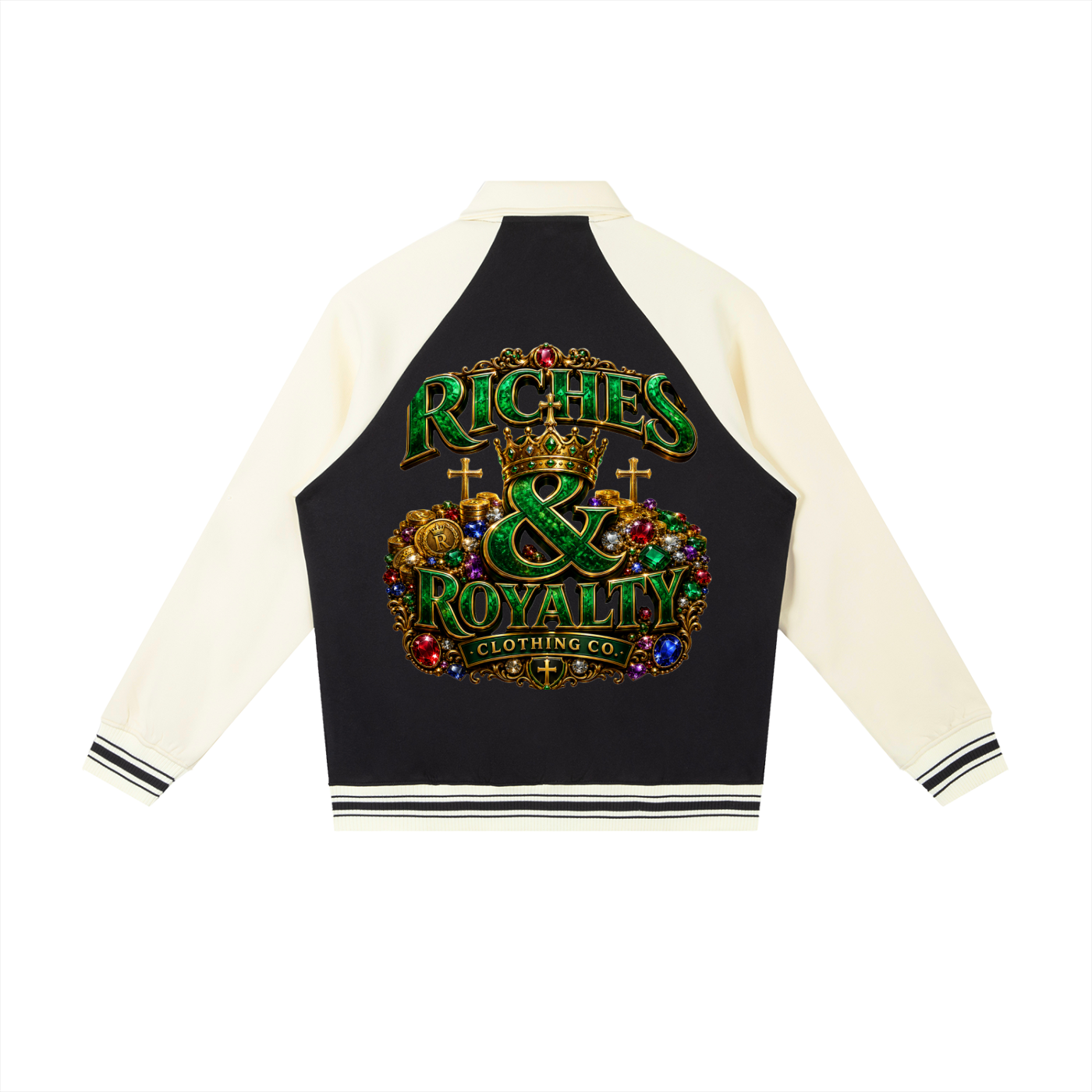 Riches & Royalty Clothing Co. - Contrast Raglan Sleeve Baseball Jacket