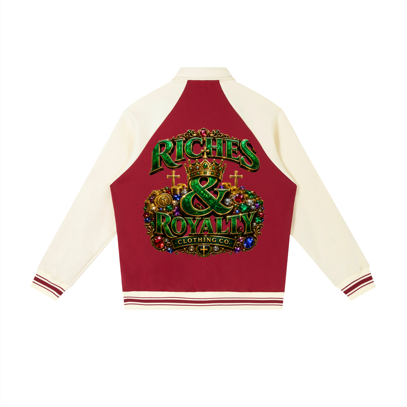 Riches & Royalty Clothing Co. - Contrast Raglan Sleeve Baseball Jacket