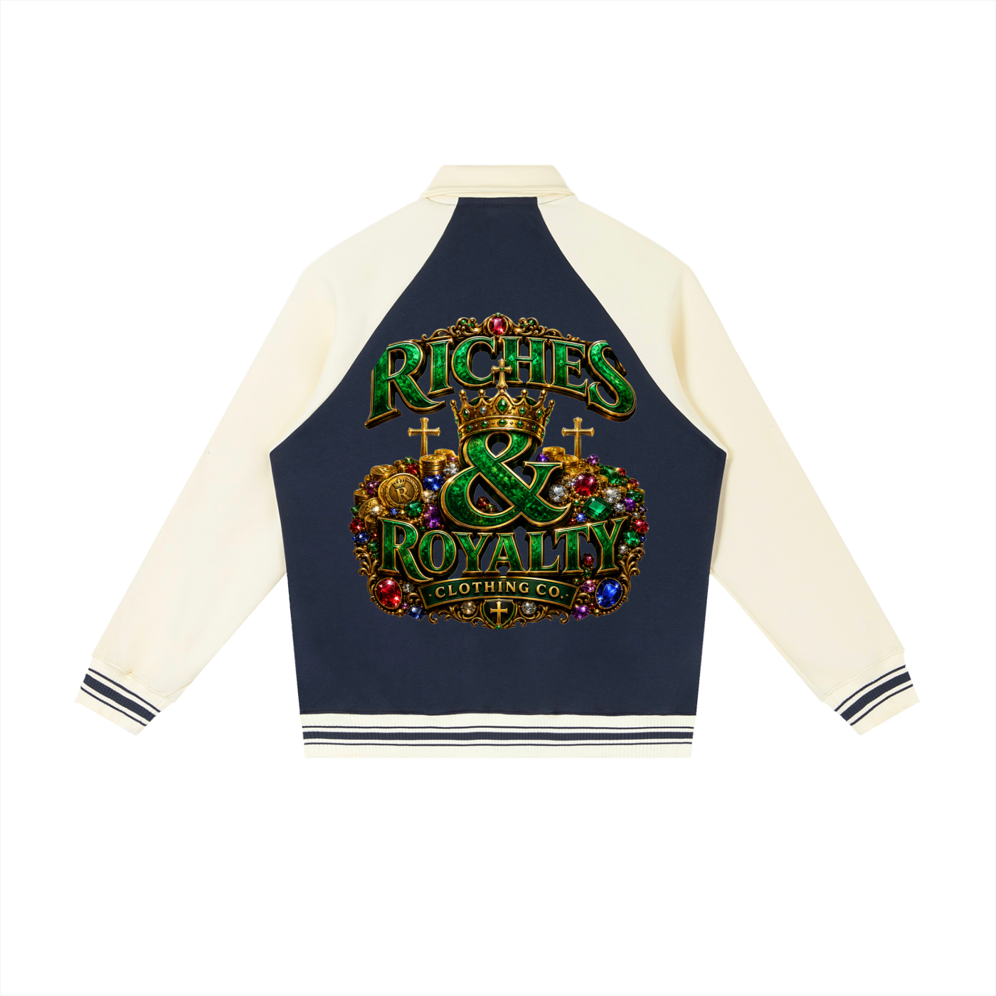 Riches & Royalty Clothing Co. - Contrast Raglan Sleeve Baseball Jacket