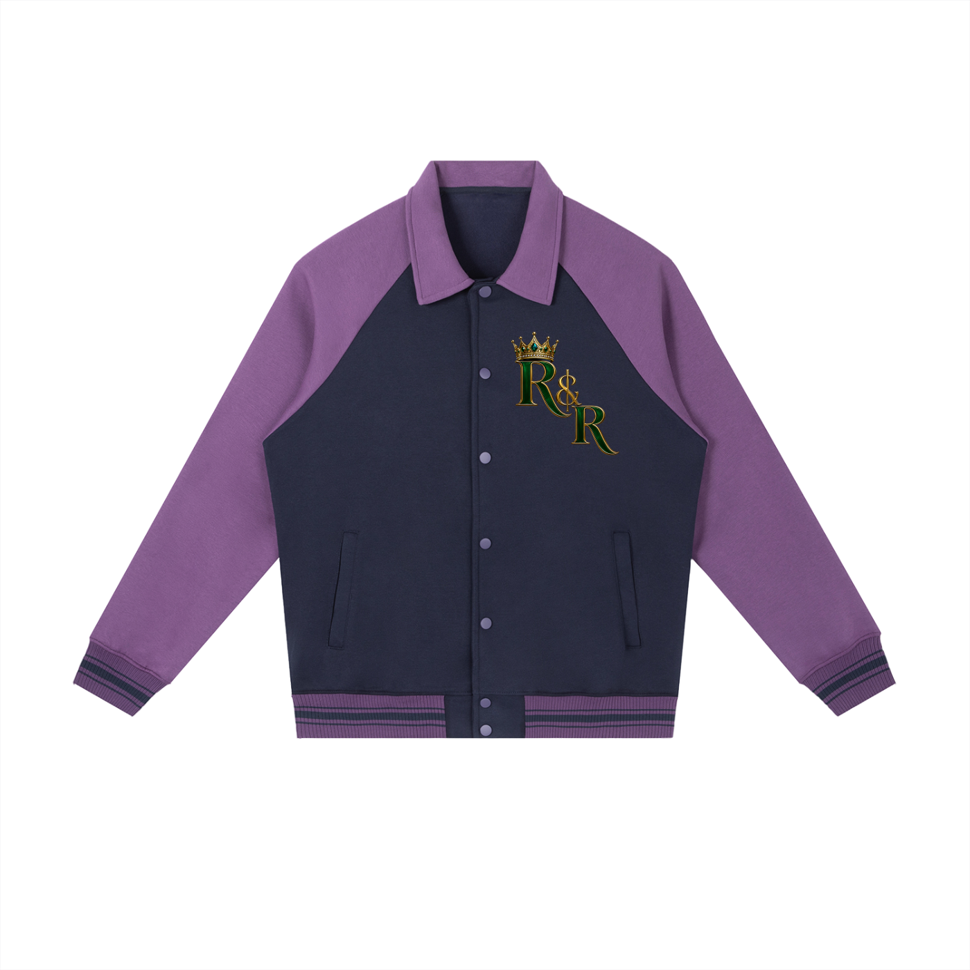 Riches & Royalty Clothing Co. - Contrast Raglan Sleeve Baseball Jacket