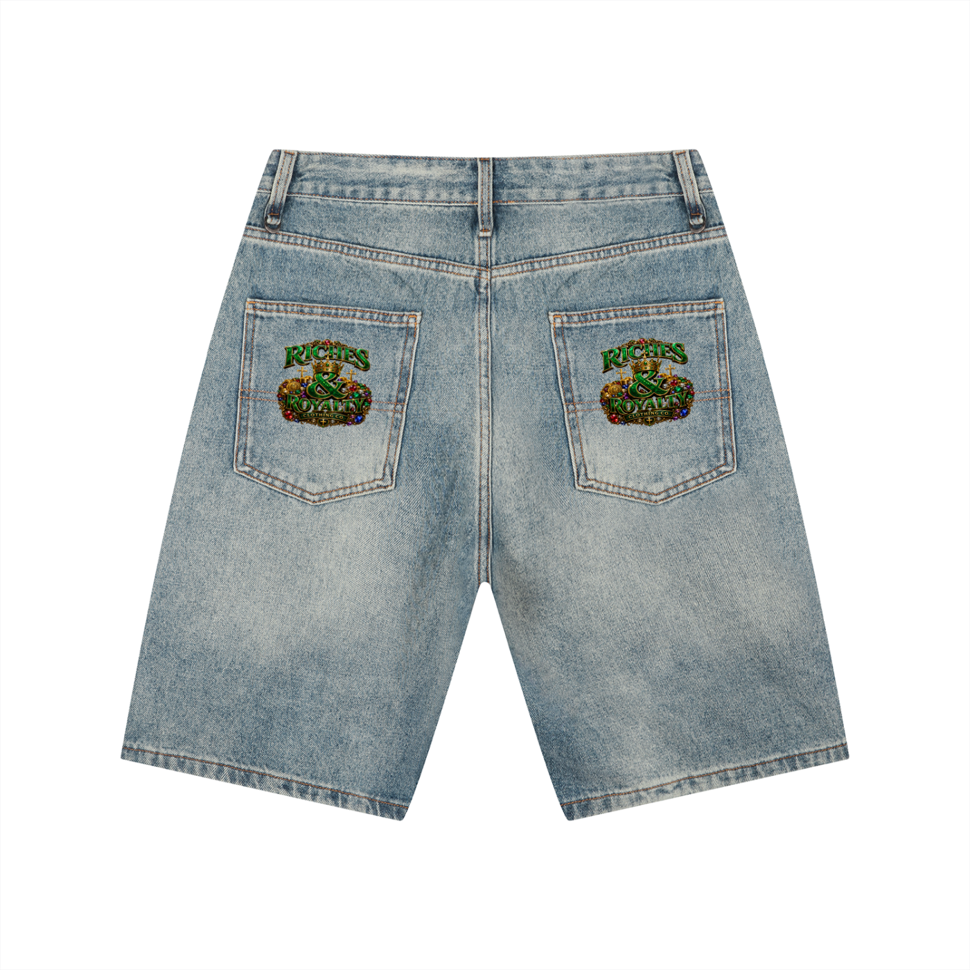 Riches & Royalty Clothing Co. - Men's Vintage Wash Denim Shorts