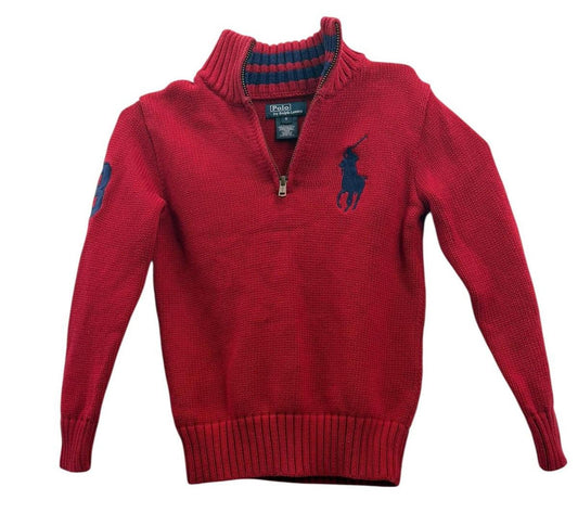 Polo Ralph Lauren Boys Red Quarter-Zip Sweater Size 6