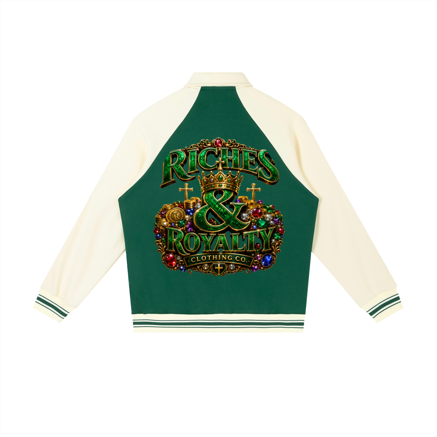 Riches & Royalty Clothing Co. - Contrast Raglan Sleeve Baseball Jacket